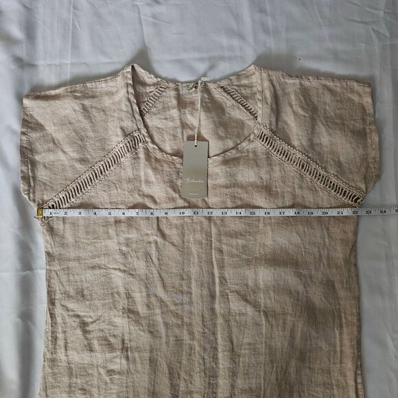 Bellambra Women's Sand Color 100% Pure Linen Short Sleeve Blouse Size Large NWT - Picture 13 of 14